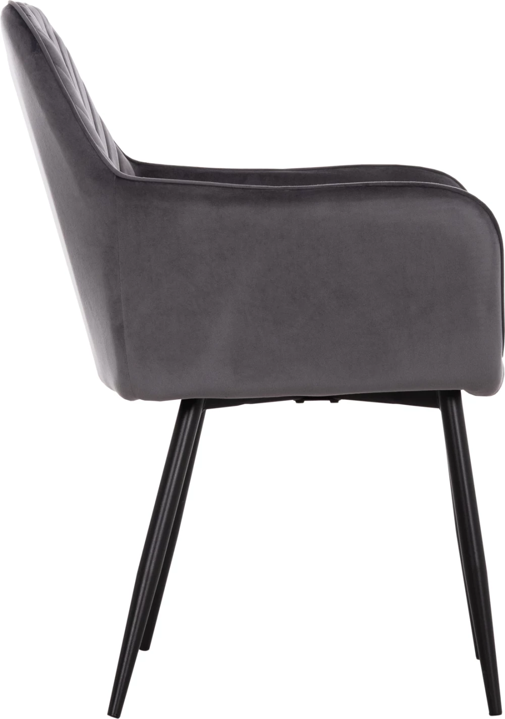 Karrige me krahë LATRELL FH8582.01, kadife gri & këmbë metalike të zeza, 55x57x84H cm., set prej 2 copë