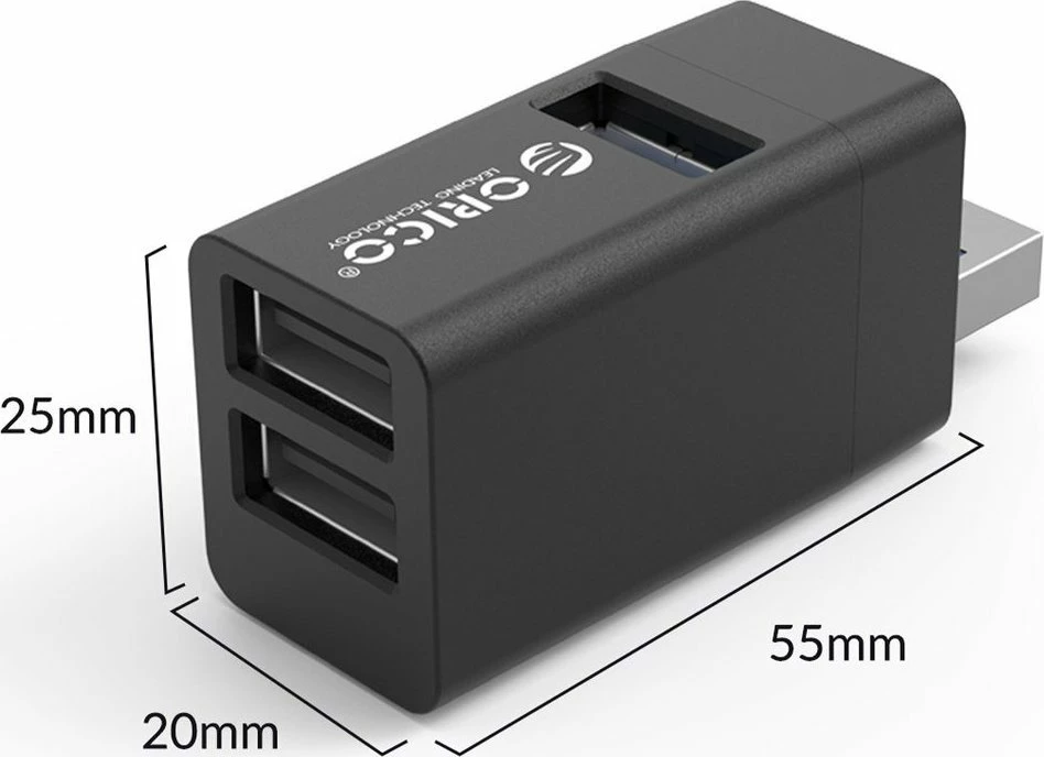Hub USB Orico MINI-U32-BK-BP 3x USB-A 3.0, i zi