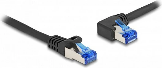 Kabllo rrjeti DeLOCK Cat6a RJ45 S/FTP 3m, drejtë / kënduar majtas, e zezë