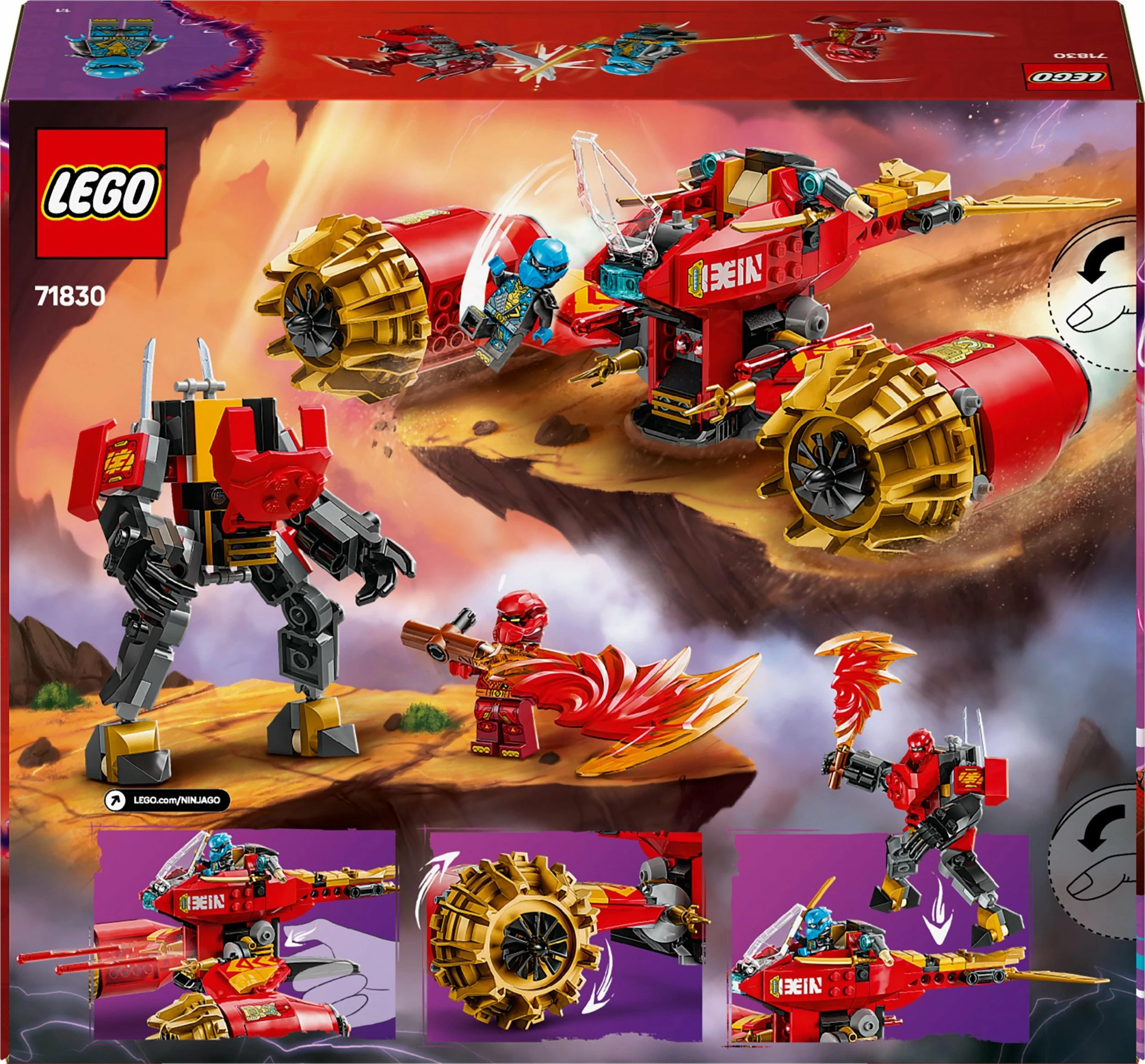 Set LEGO NINJAGO Storm Rider-Mech Kai 71830, 333 copë, 7+