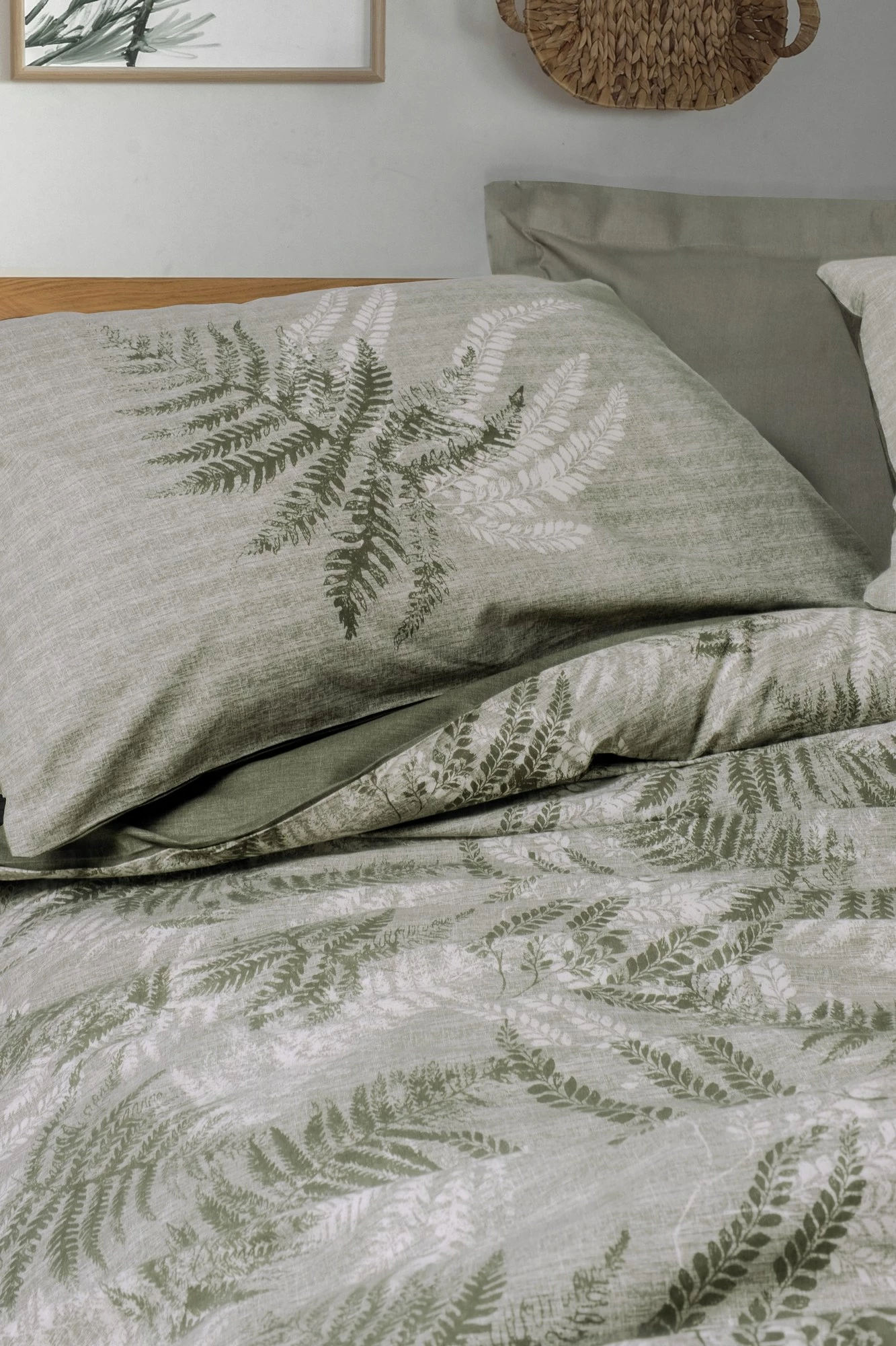 Set mbulesë për jorgan dopio, ngjyrë kaki, L'Essentiel Linge de Maison, Frond