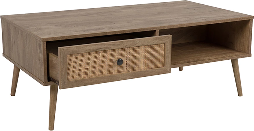 Tavolinë kafeje Ammos, me 1 sirtar, natyrale me ratan, 110x59x41.4