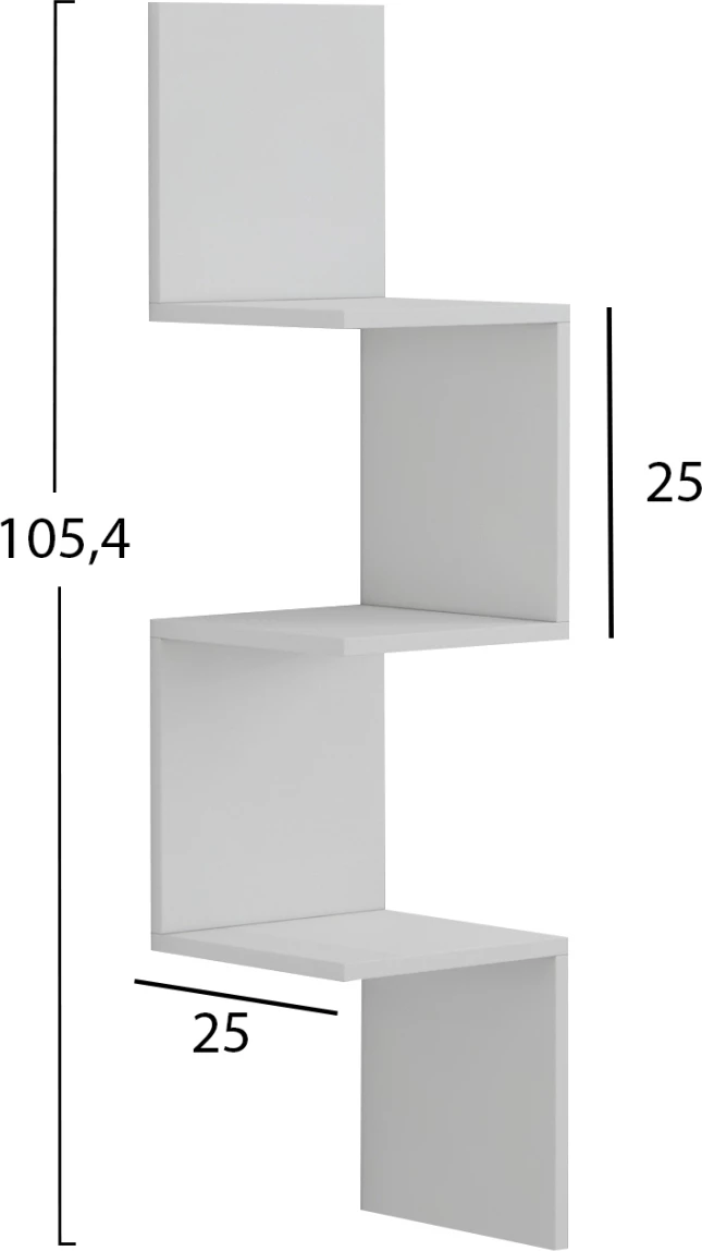 Rraft këndor MELAMINE, i bardhë