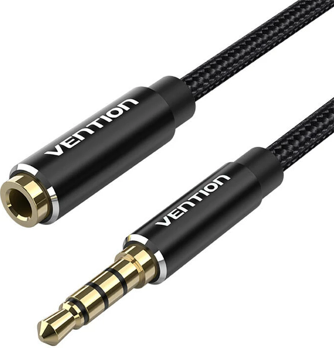 Kabllo audio Vention BHCBF, 1m, 3.5mm mashkull në 3.5mm femër, e zezë