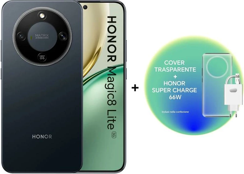 Celular Honor Magic 8 Lite 8GB 512GB 5G i zi + kufje X7 Lite + mbështjellës TPU