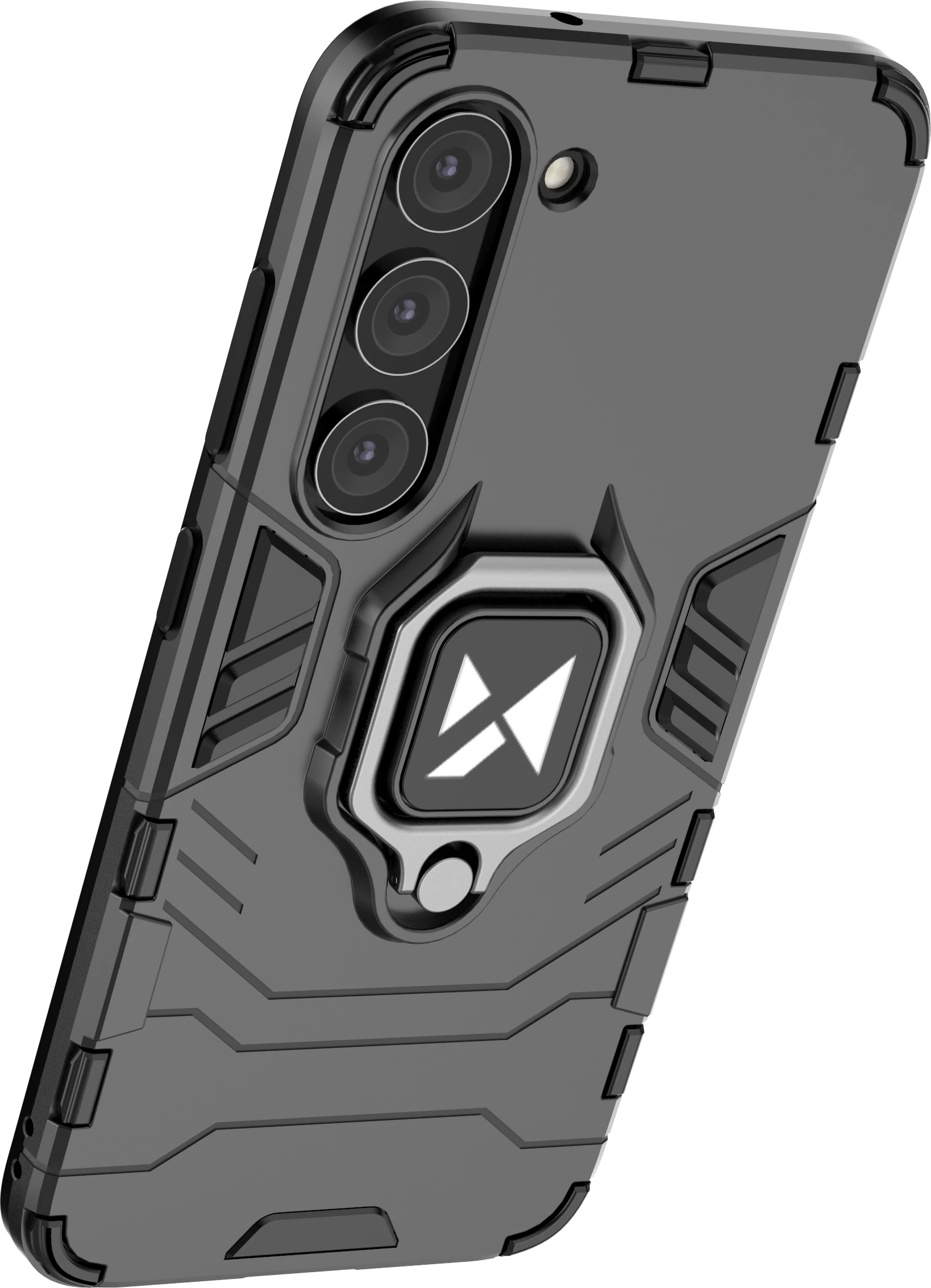 Mbështjellës Wozinsky Ring Armor për Samsung Galaxy S23, me mbajtëse unaze, i zi