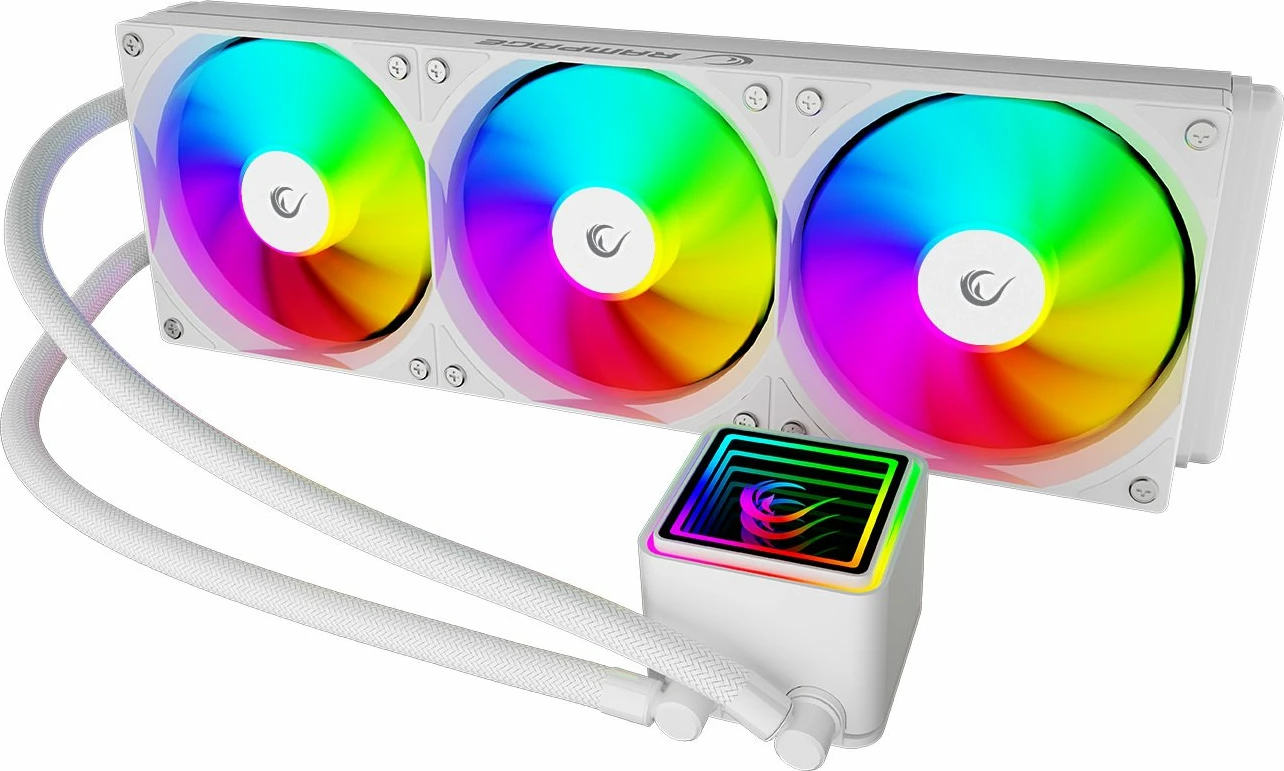 Ftohës uji AIO Rampage INFINITE V360 360mm ARGB me 3x120mm ventilatorë, i bardhë