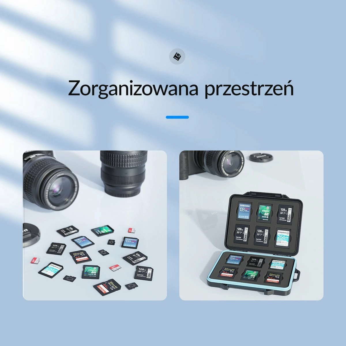 Kuti për karta SD/microSD Orico PHCD-3-BK-BP, për 12 SD + 12 microSD, me karabiner, e zezë
