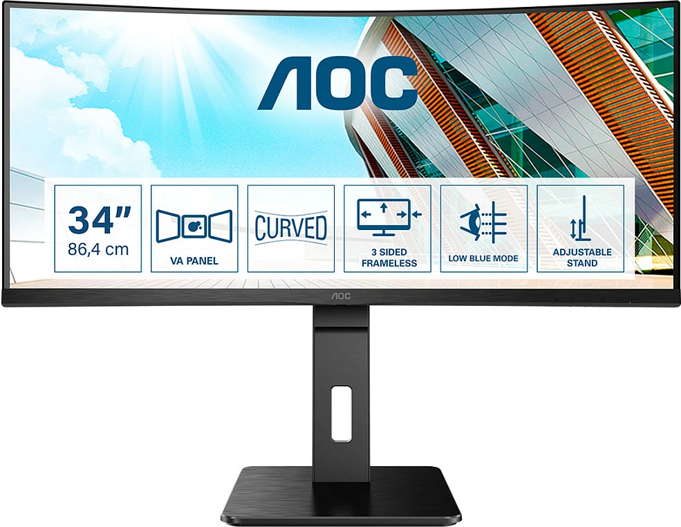 Monitor AOC CU34P2A, 34", Quad HD, LED, 1 ms, i zi