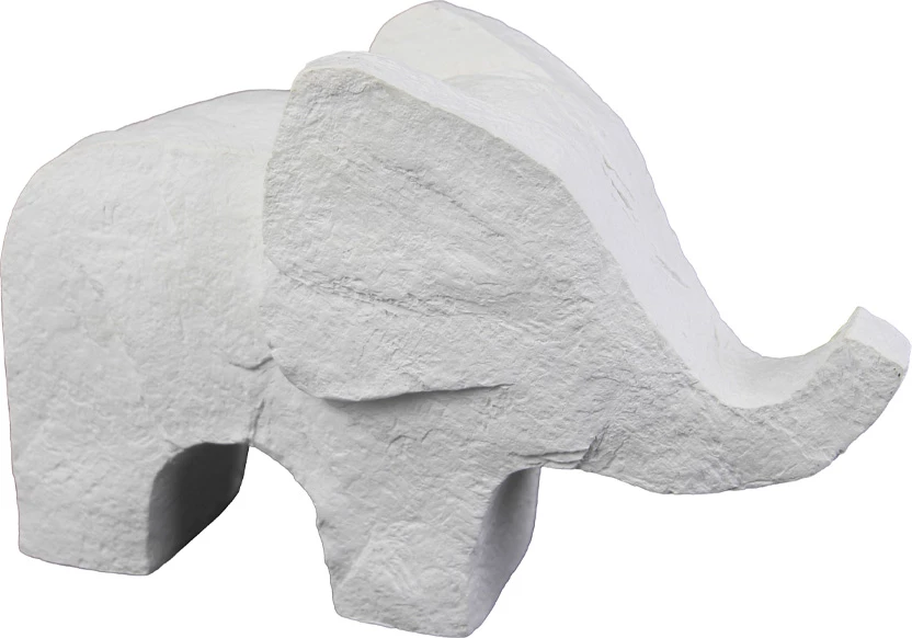 Dekor elefant Tofi, polirezine, i bardhë, 24x9x15cm