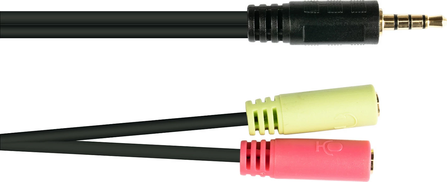 Adapter kabllo audio GoodConnections Alcasa AD-HS03, 3.5mm mashkull në 2x 3.5mm femër, 0.2m, e zezë