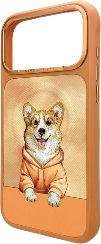 Kapak MagSafe Nimmy Gentle Pets Series Dog për iPhone 17 Pro, portokalli