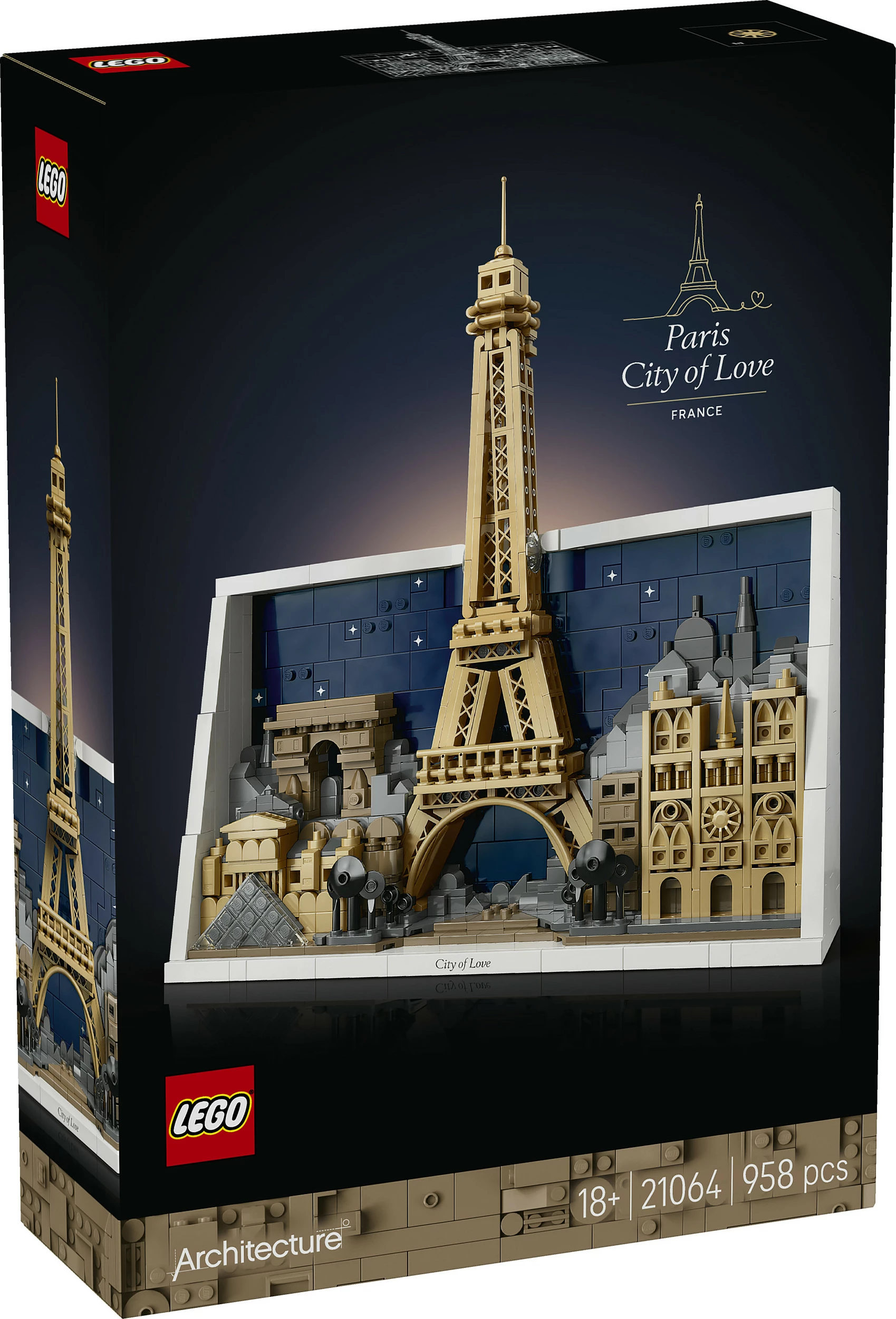 Set ndërtimi LEGO Architecture Paris City of Love 21064, 958 copa, multikolor