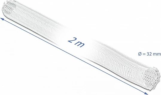 Mbështjellës i gërshetuar për kabllo DeLOCK, 2 m, Ø32 mm, me Velcro, i bardhë