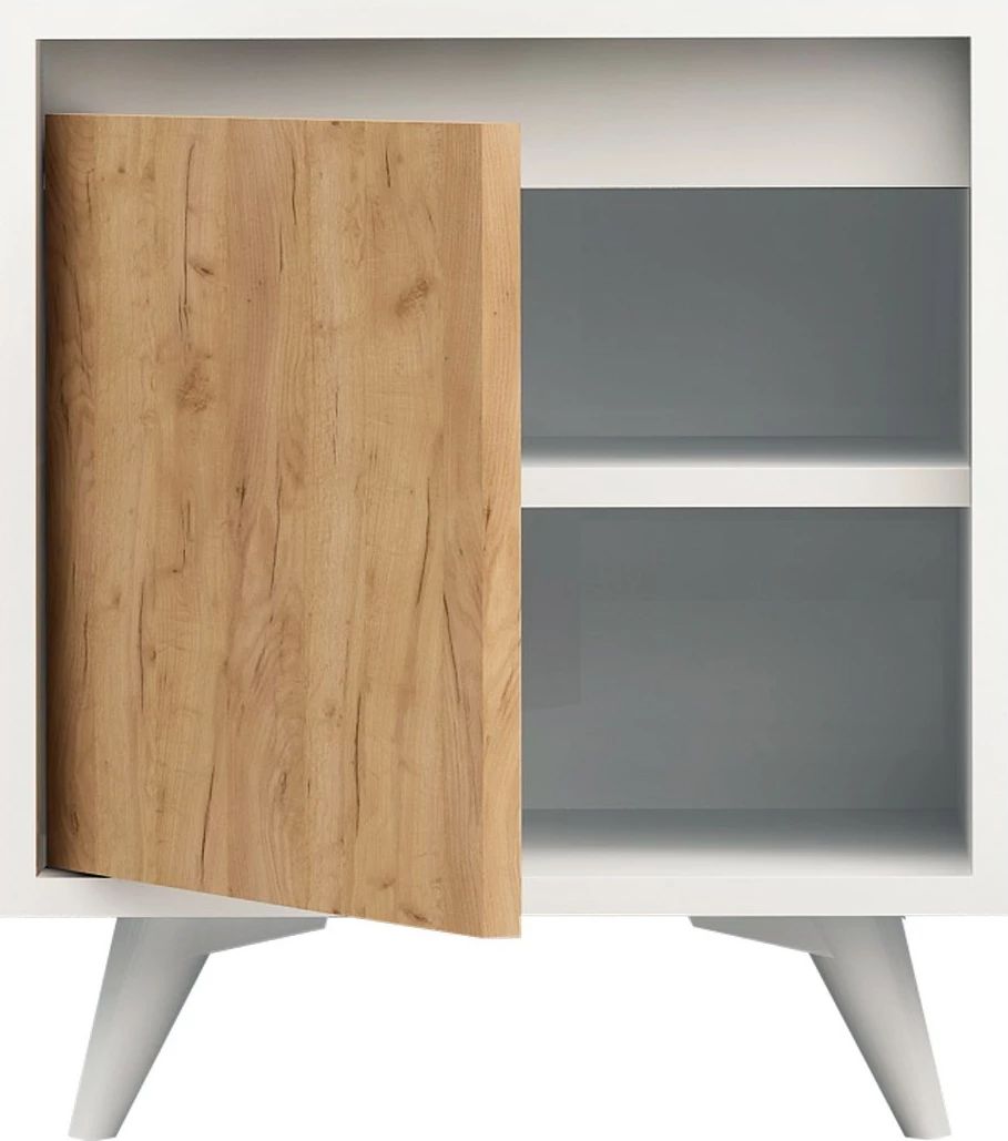 Komodinë natës Hanah Home, Piona, ngjyrë lis dhe e bardhë