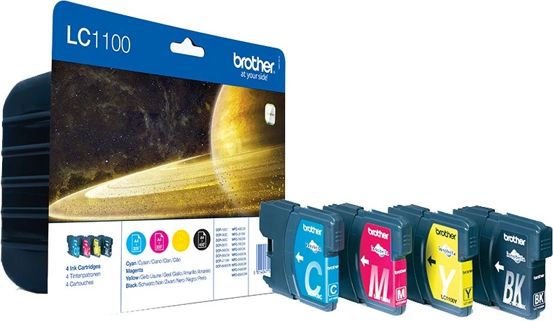 Toner Brother LC1100VALBP, 4 copë, 450 faqe, 325 faqe, Multipack, Ngjyrë e zezë, Cian, Magenta, E verdhë