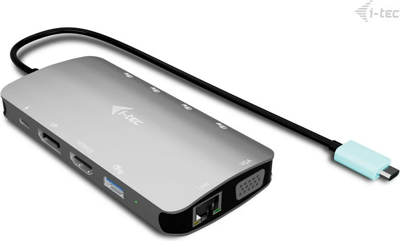 Docking station I-Tec USB-C Metal Nano, 3x monitor (DP/HDMI/VGA), 100W PD, argjendtë