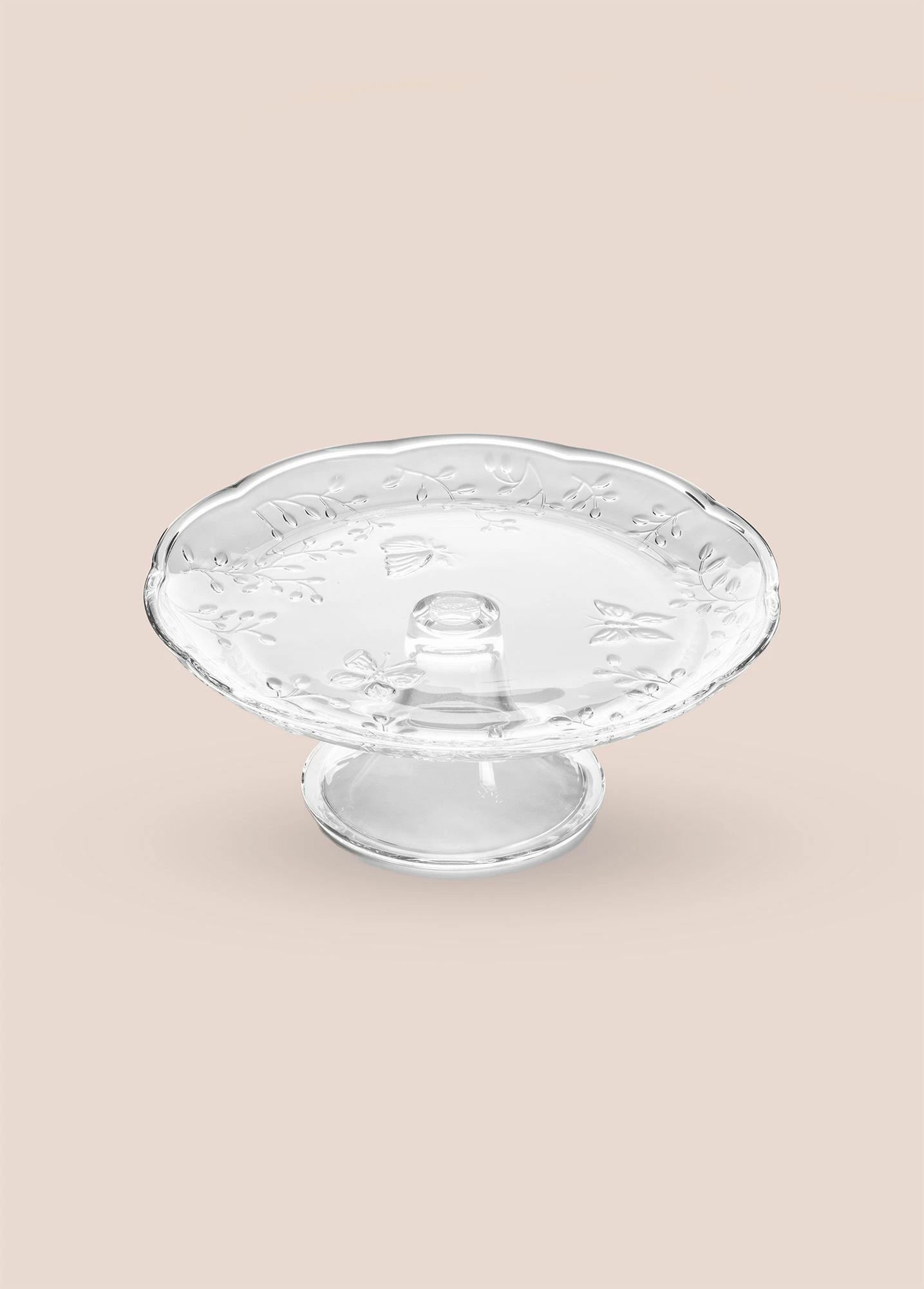 Pjatë për servirje ëmbëlsirash Hermia, xham transparent, CAM0499, 28x28x13cm