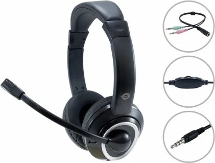 Kufje Conceptronic Headset Klinke Mikro, 2.0m, e zezë