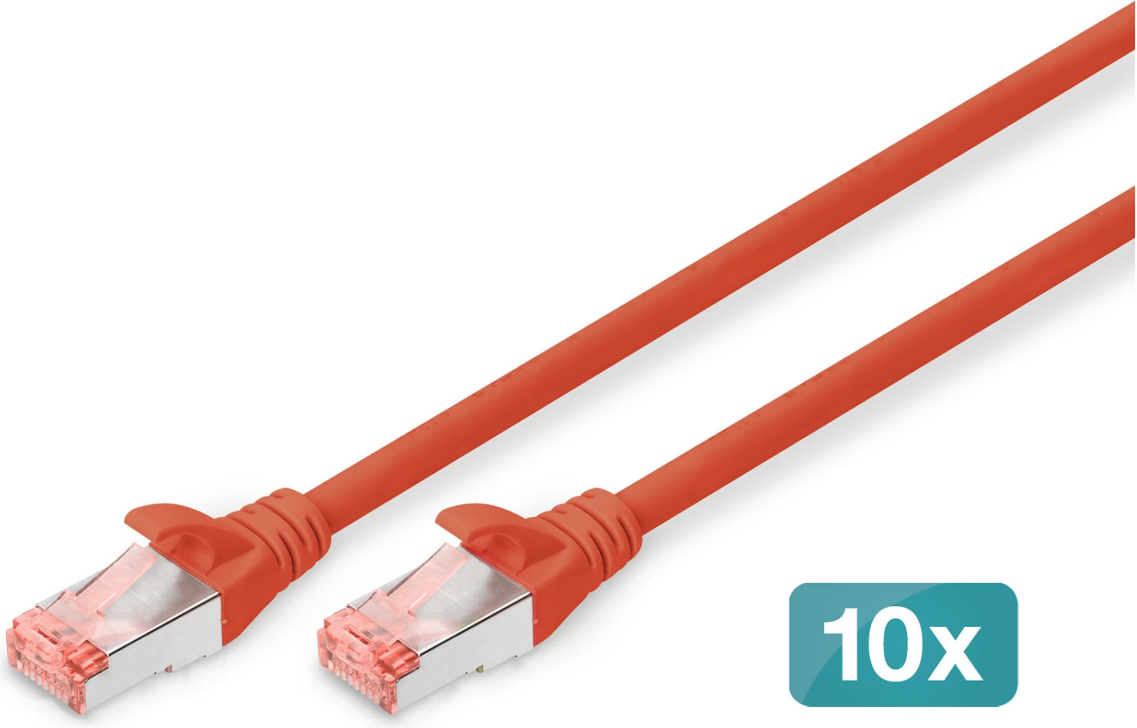 Kabllo rrjeti Digitus Cat6, 2m, 10 copë, S/FTP, RJ-45, kuqe