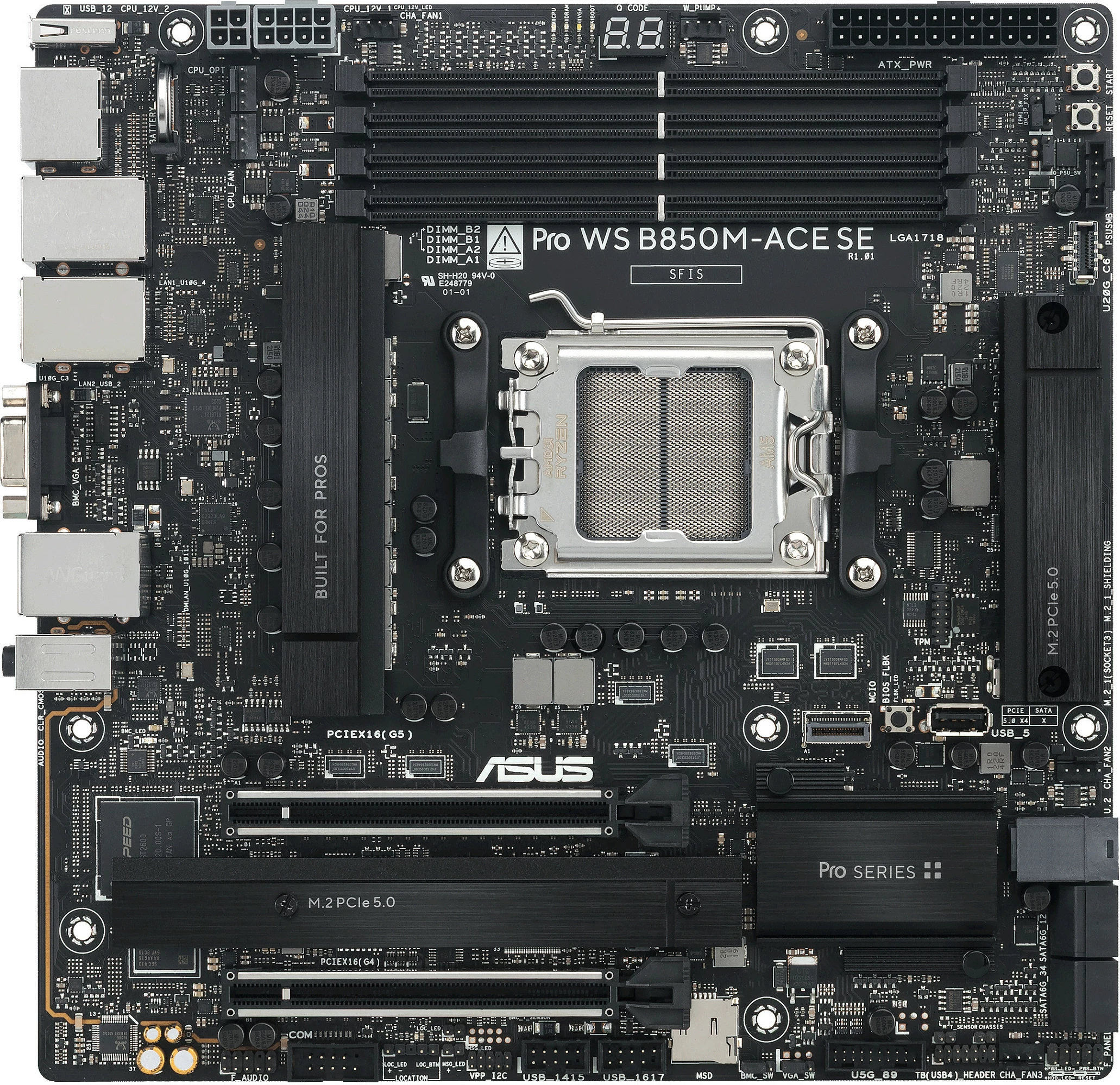 Pllakë amë ASUS Pro WS B850M-ACE SE, Socket AM5, DDR5 deri 256GB, PCIe 5.0, 10GbE/2.5GbE
