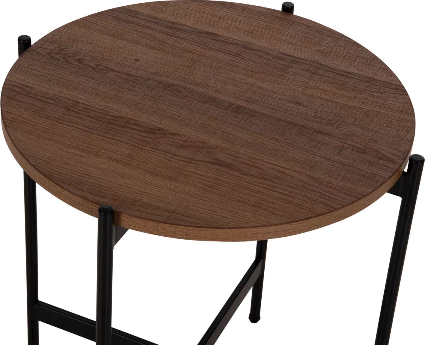 Tavolinë anësore FH9589.04 MDF ngjyrë arre-bazë metalike e zezë Φ50x55Hcm