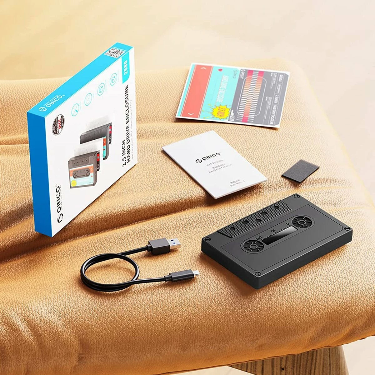 Kasë ekstern për disk 2.5" Orico 2580C3-V1-BK-EP, SATA III në USB-C 3.2 Gen1 6Gbps, deri 6TB, dizajn kasetë, e zezë