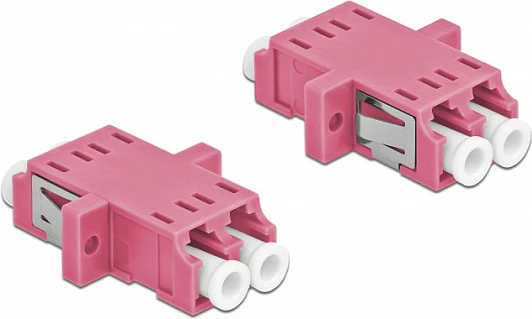 Kuplues fibër optike DeLOCK LC Duplex OM4, Female/Female, Multi-mode, 2 copë, vjollcë