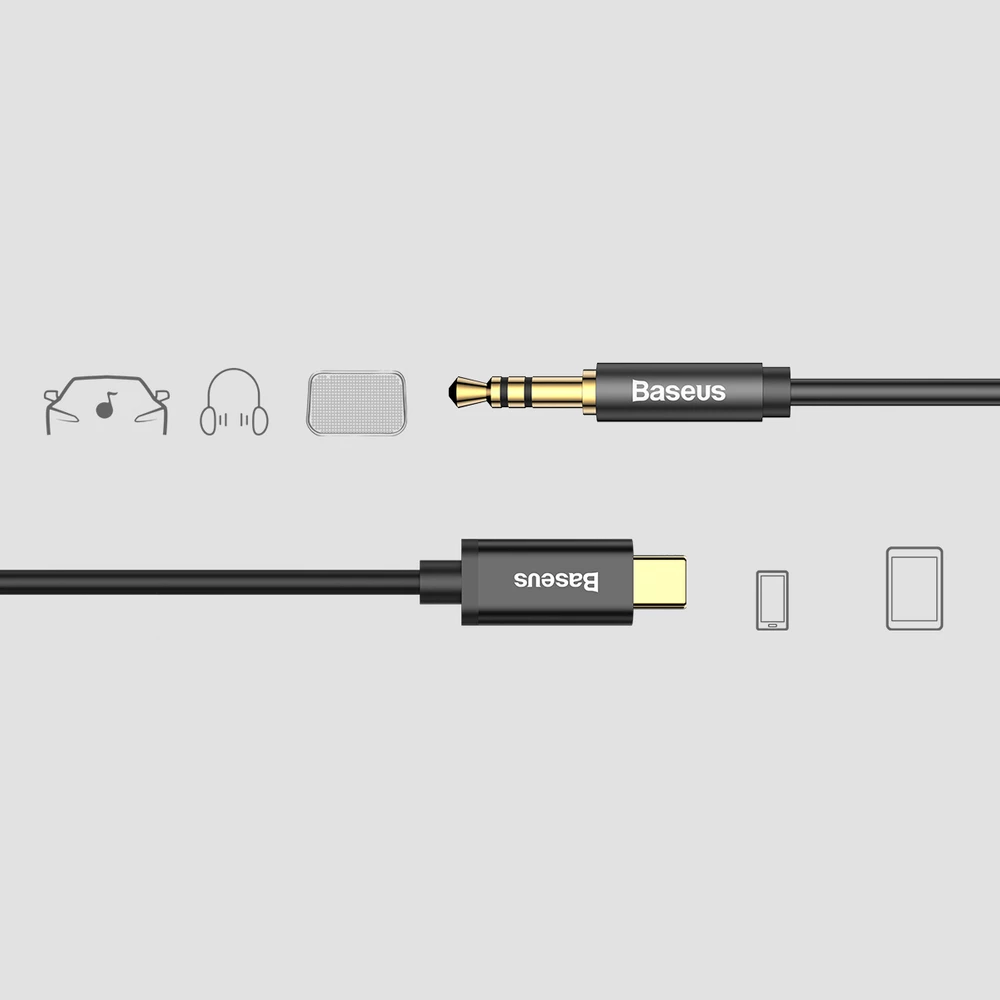 Kabllo audio Baseus CAM01-01, 1.2m, USB Type-C në 3.5mm, e zezë