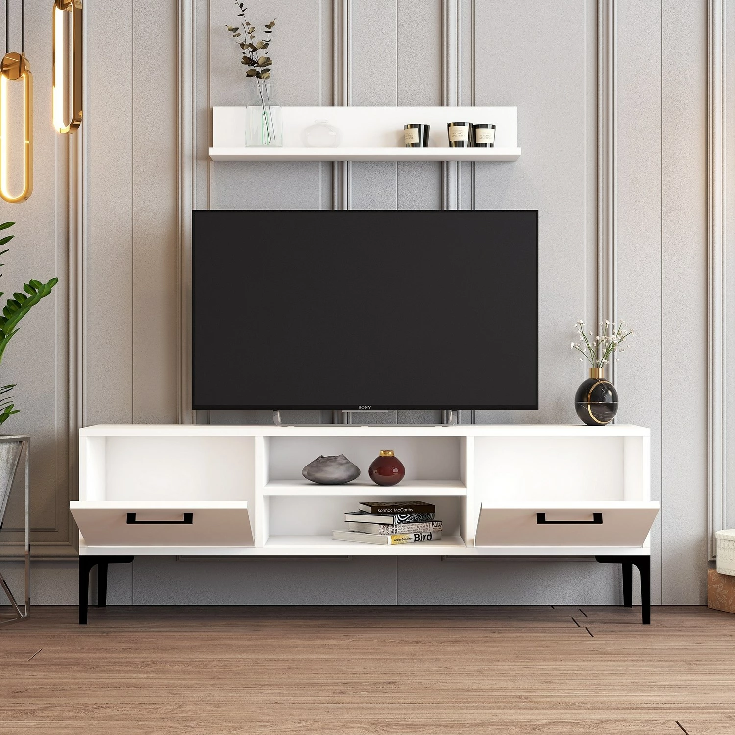Komodë TV Hanah Home, Riga, e bardhë