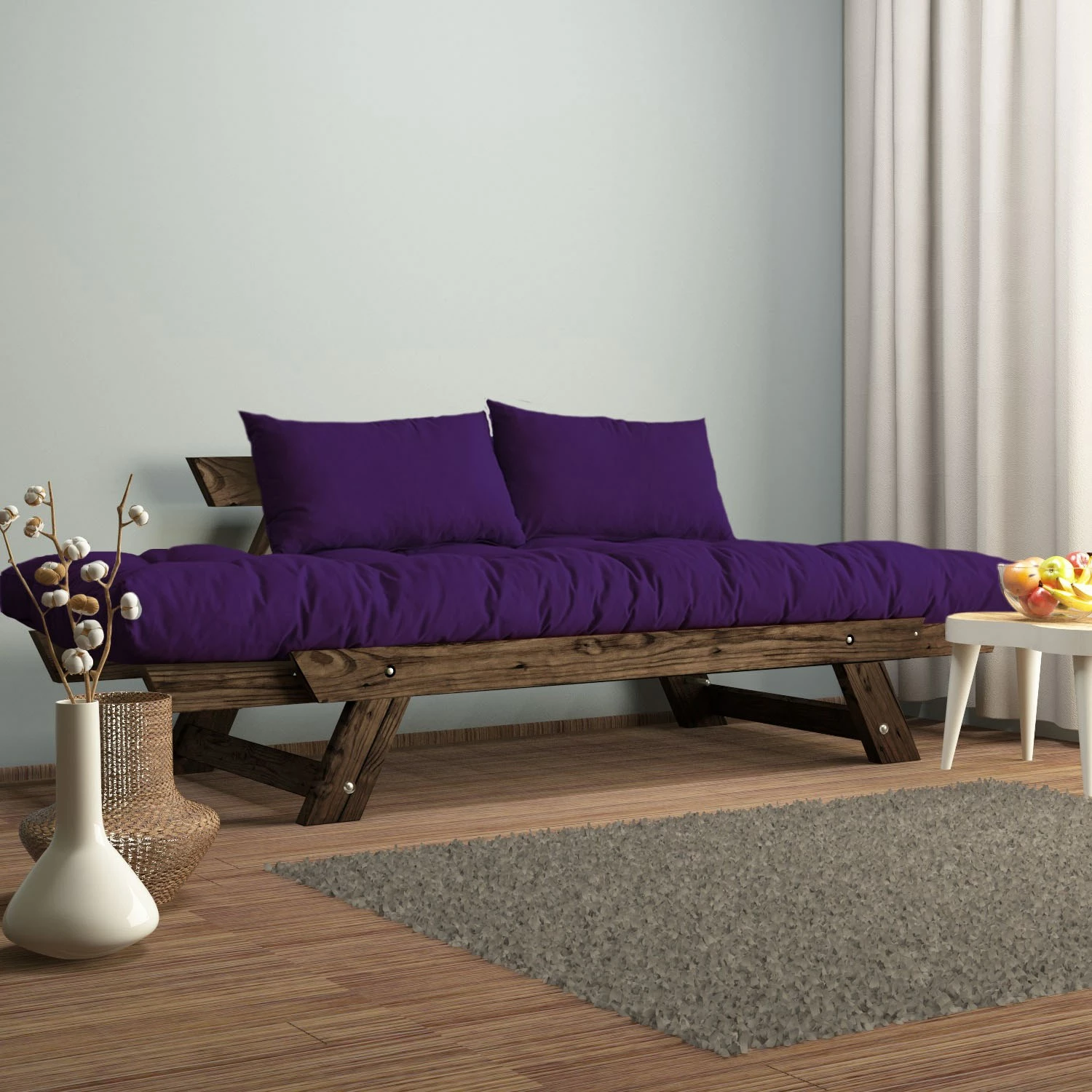 Divan kopshti dy vendësh, Skye Decor, ngjyrë arre dhe lejla, CPT8121-210