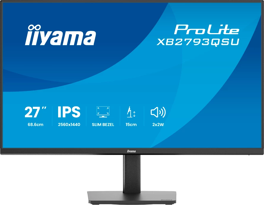 Monitor IIYAMA ProLite XB2793QSU-B1 27" QHD 2560x1440 IPS 75Hz 1ms, USB Hub, rregullim lartësie/rotullim/pjerrësi/pivot, i zi