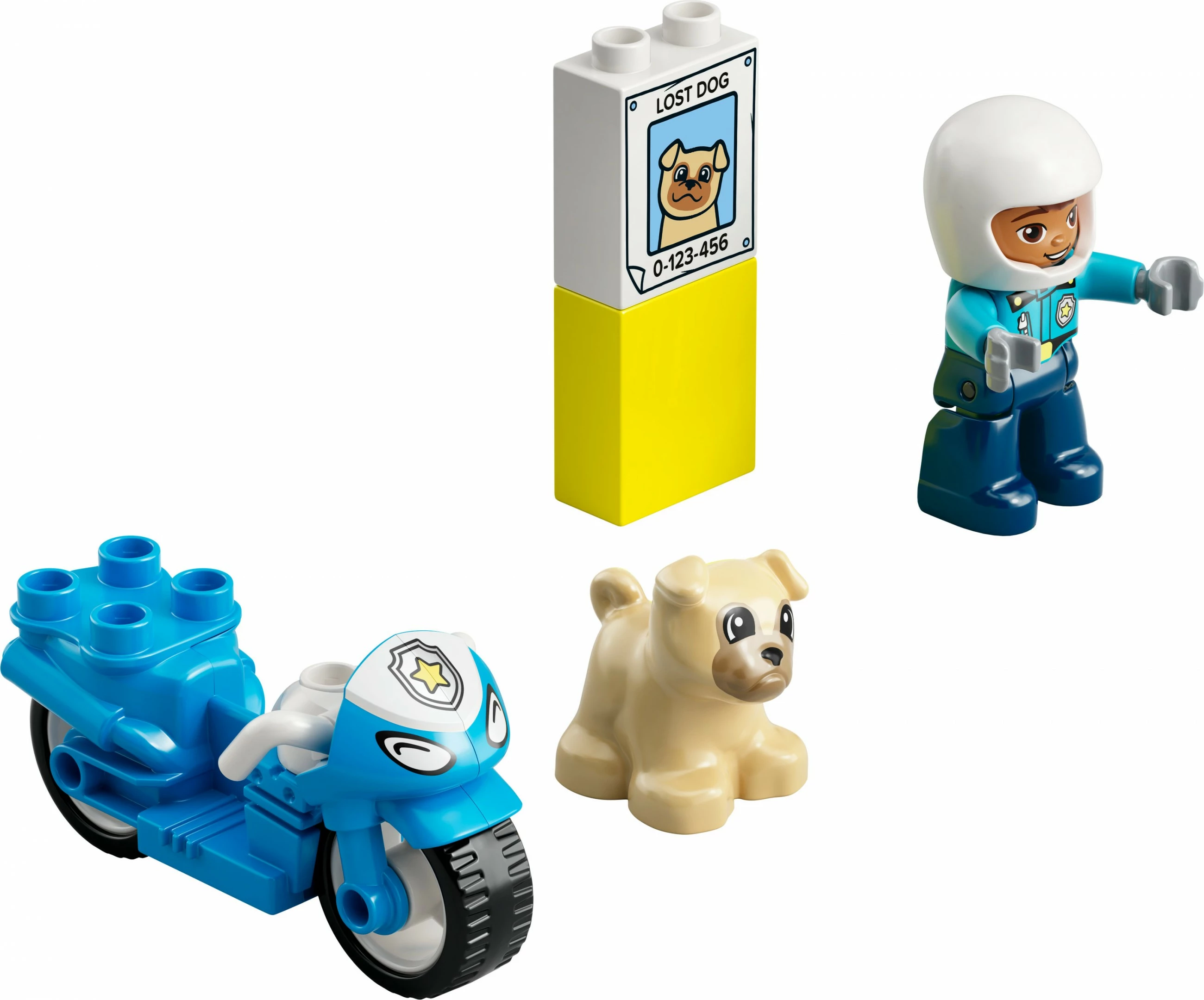 Set ndërtimi LEGO DUPLO Police Motorcycle, 5 pjesë, plastikë, shumëngjyrësh