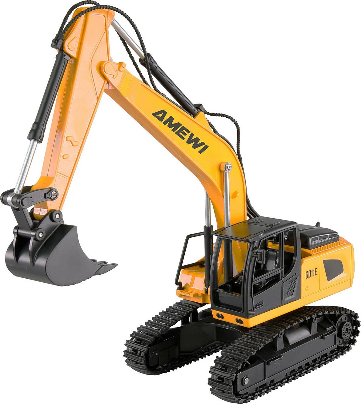 Eskavator RC AMEWI 22710, shkallë 1:24, 2.4GHz, 9 kanale, Li-Ion 500mAh, i verdhë/zi