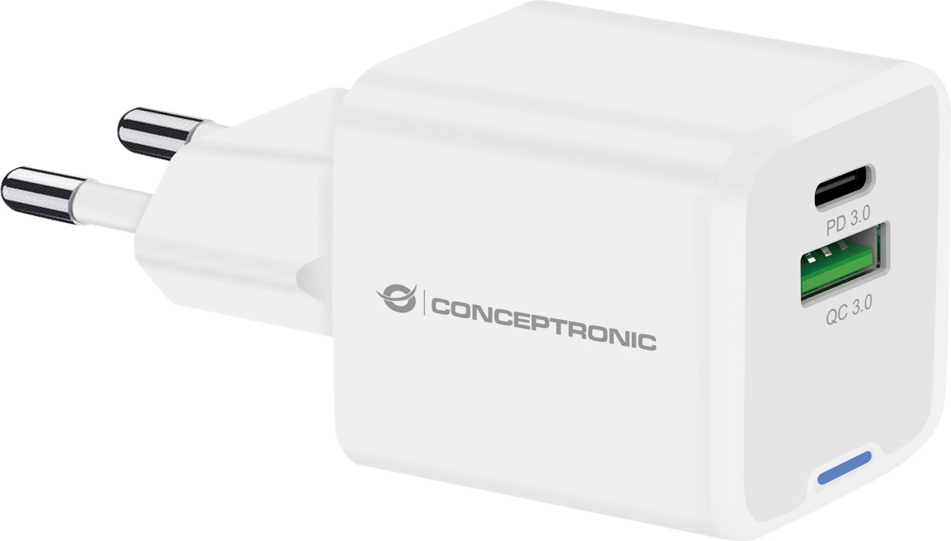 Karikues Conceptronic 2Port GaN USB-C/-A 20W PD3.0/PPS i bardhë