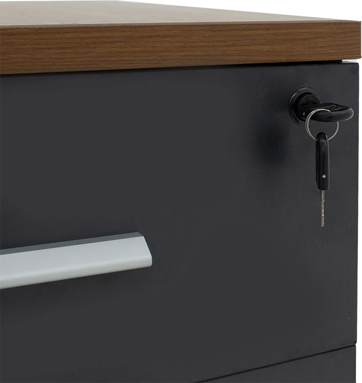 Komodinë me rrota Oscar 3 sirtarë, ngjyrë arre-karbon, 40x48x63cm