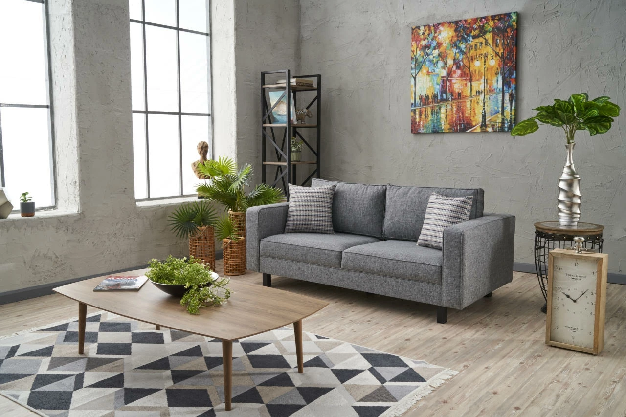 Divan dy-vendësh Atelier del Sofa, lino Kale, ngjyrë gri