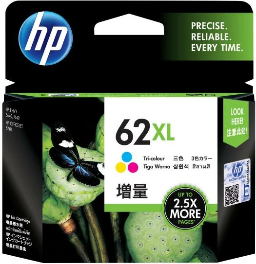 Fishek boje, HP, 62XL, rendiment i lartë, tri-ngjyrësh