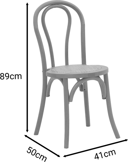 Karrige stackable Vienna Azhel, dru ahu ngjyrë e bardhë, ulëse ratan natyral, 41x50x89cm