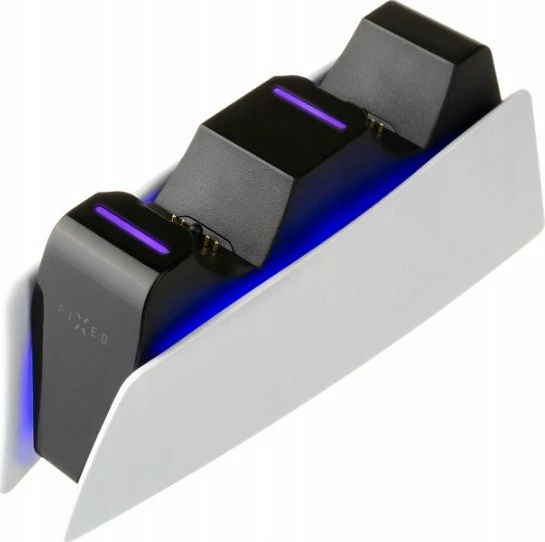 Stacion karikimi i dyfishtë Fixed FIXPS5-DCC-BW për kontrollor PS5 DualSense, USB-C 5V/2A, bardhë/zi