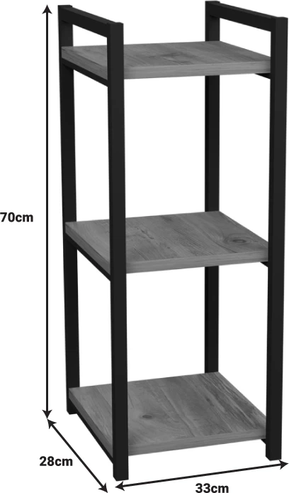 Raft metalik dhe melamine, ngjyrë natyrale, 33x28x70cm