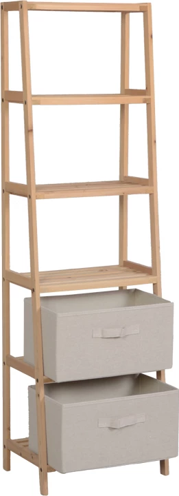 Raft dyshemeje me sirtarë, dru bredhi, pëlhurë natyrale-bezhë, 42x27.5x139cm