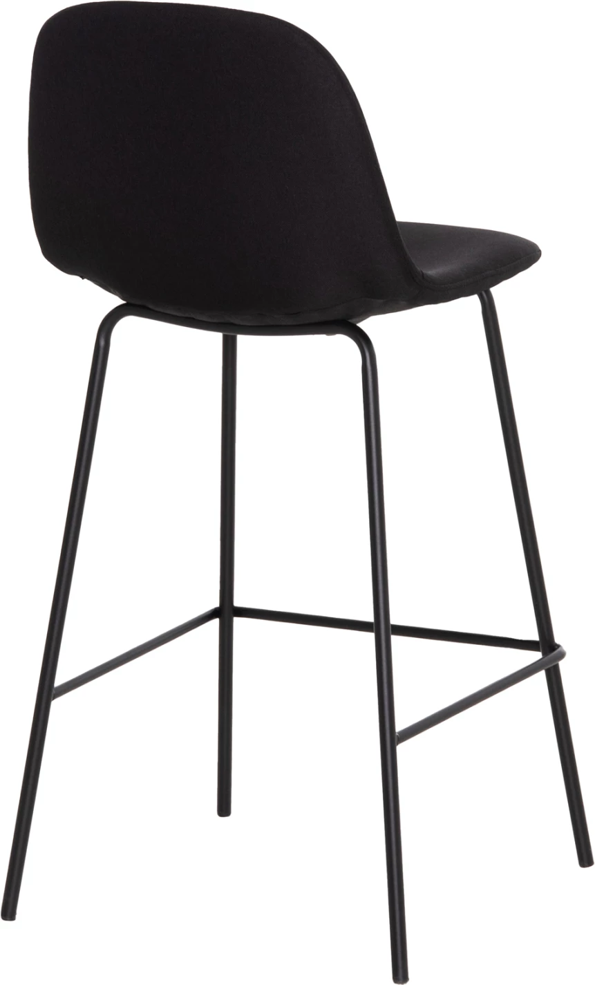 Karrige për bar VINCENT, lartësi mesatare, material tekstili i zi, këmbë metalike, 43x50x92.5cm, set prej 4 copash