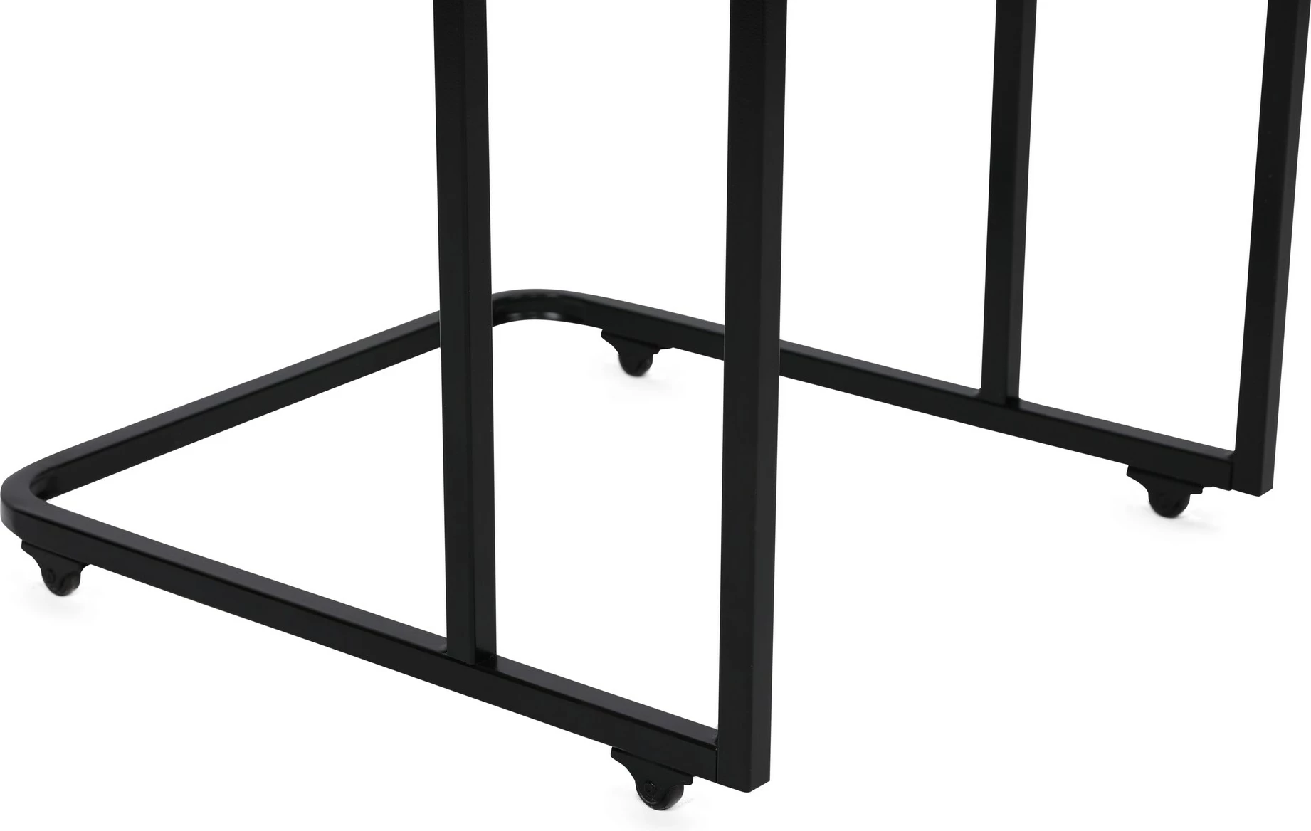 Set tavolinash ndihmëse të mbivendosura, 3 copë, Hanah Home, metal, sipërfaqe MDF, e bardhë/zezë, 9404