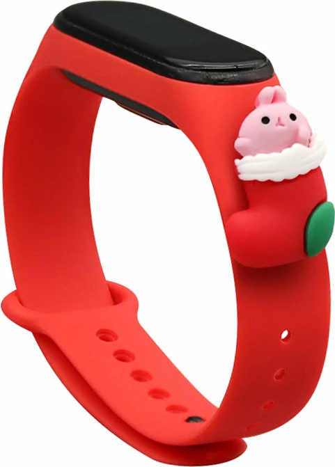 Rrip silikon festiv për Xiaomi Mi Band 3/4 Hurtel, i kuq (Santa 1)