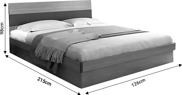 Krevat dopio me depo Daizy ngjyrë arre e lehtë-gri 150x200cm