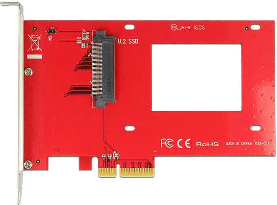 Kartë PCI Express DeLOCK, 1x U.2 NVMe interno për SSD 2.5", e kuqe