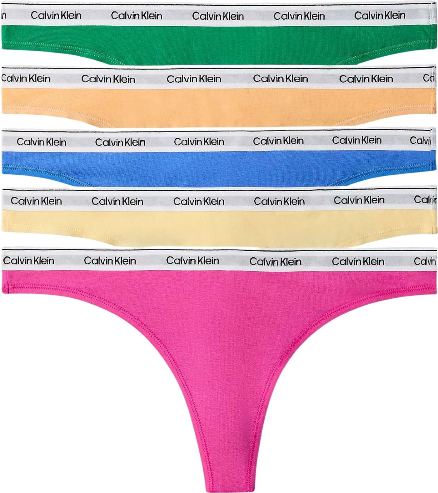Set të brendshme (thong) 5 copë për femra Calvin Klein Underwear LV00QD5221, jeshile-ari [Madhësia: L]