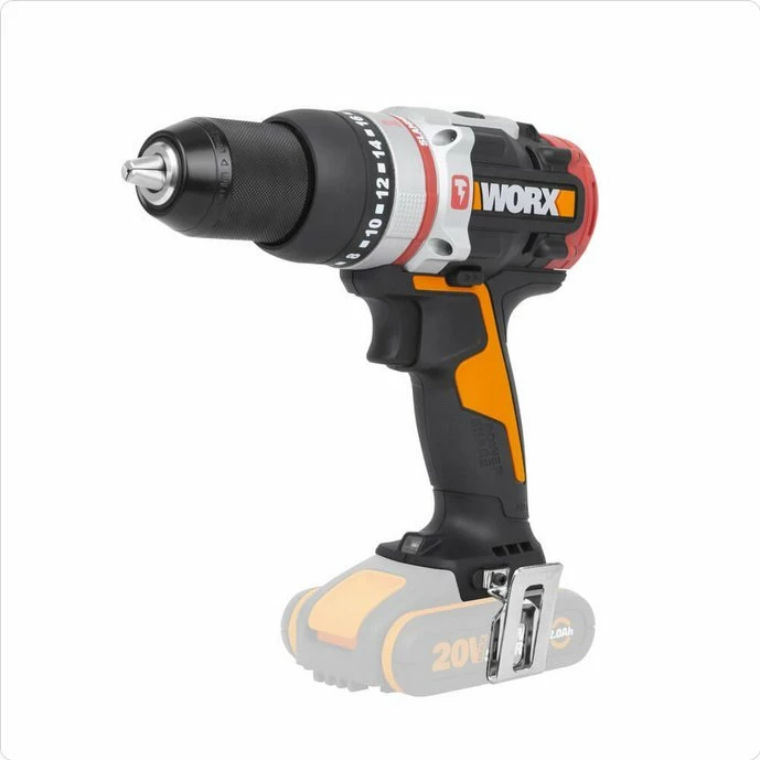 Trapan/vidhosës udaror me bateri Worx WX354.9 20V, brushless, 60Nm, 13mm, pa bateri/pa karikues, zi/portokalli, me aksesorë