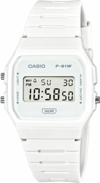 Orë dore unisex Casio F-91WB-7AEF, e bardhë, me kuti